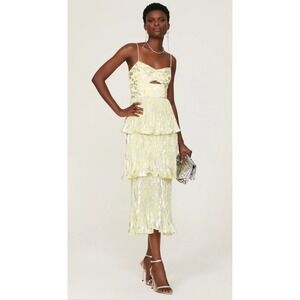 gold boucle midi dress Mac Duggal Women's Boucle Cap Sleeve High Neck Button Up Midi Dress main image 1